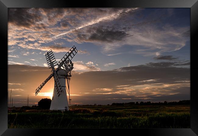 Sunset at Thurne Mill Framed Print by Stephen Mole