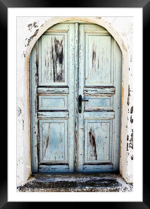 Santorini Greek Door Framed Mounted Print by Stephen Mole