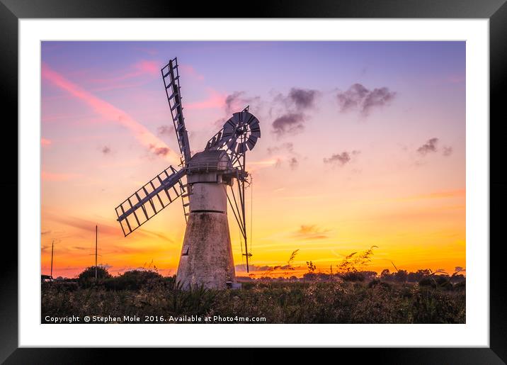 Summer Solstice Sunset at Thurne Framed Mounted Print by Stephen Mole