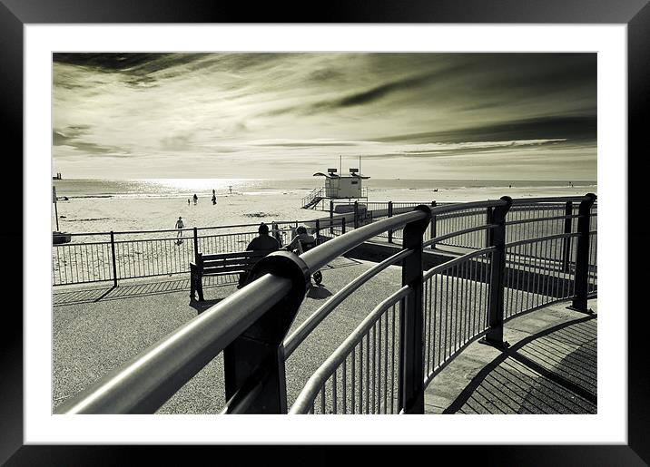 Bars, Barriers and Beach -- and Curves Framed Mounted Print by Stephen Mole