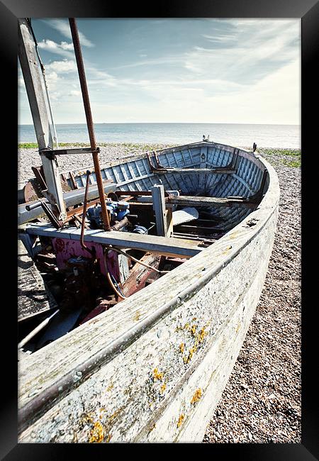 Fishing Boat on Shingle Framed Print by Stephen Mole