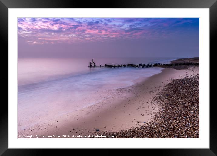 Dawn over the North Sea at Caister in Norfolk Framed Mounted Print by Stephen Mole