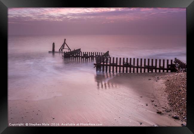Groyne disappearing into the North Sea Framed Print by Stephen Mole
