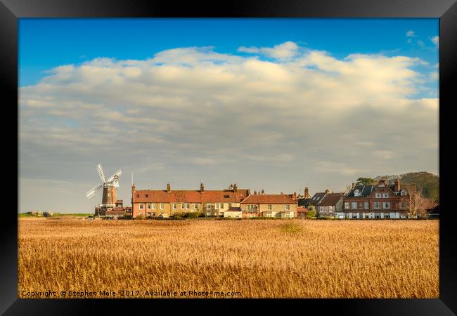 Cley Mill over the fields Framed Print by Stephen Mole