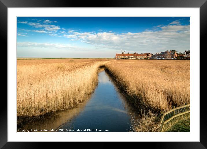 Cley Mill across the field Framed Mounted Print by Stephen Mole