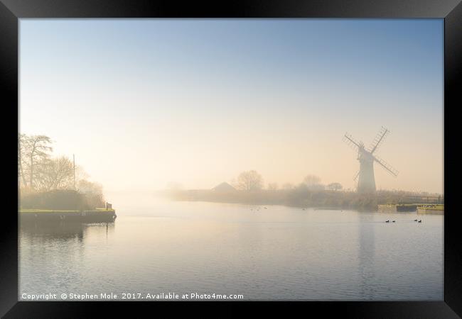 Hazy Morning at Thurne Framed Print by Stephen Mole