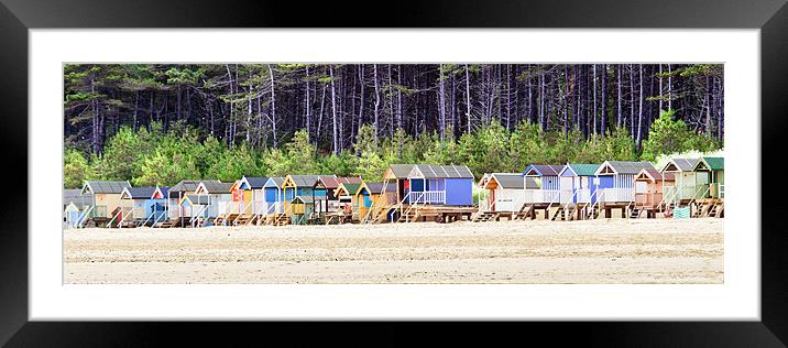Panoramic Wells Beach Huts 2 Framed Mounted Print by Stephen Mole