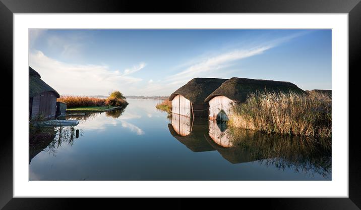 Hickling Broad Boat Houses Framed Mounted Print by Stephen Mole