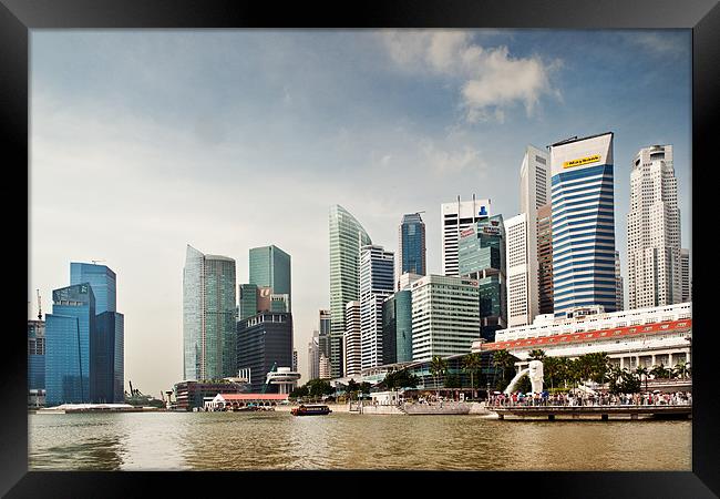 Singapore Skyscrapers from the river Framed Print by Stephen Mole