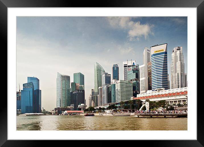 Singapore Skyscrapers from the river Framed Mounted Print by Stephen Mole