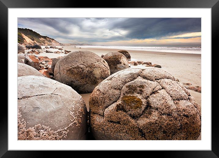 The Moeraki Boulders Framed Mounted Print by Stephen Mole