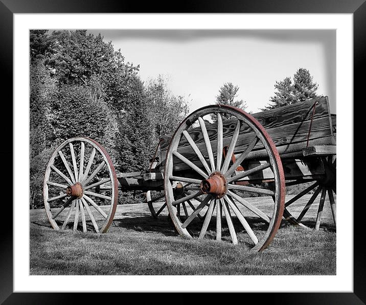Old Wagon Wheels Framed Mounted Print by Jean Scott