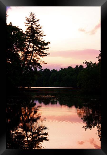 Sunset over Lake Arrowhead, Maine Framed Print by Jean Scott