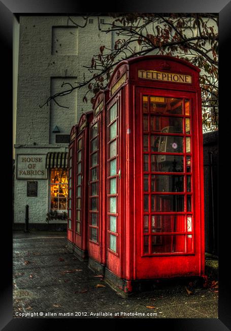 Red phone box Truro Cornwall Framed Print by allen martin