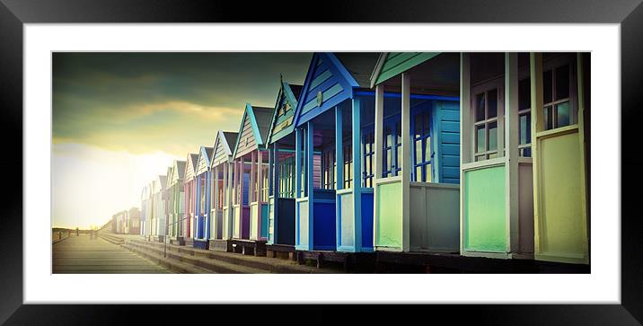 Beach Huts at Sunset Framed Mounted Print by James Rowland