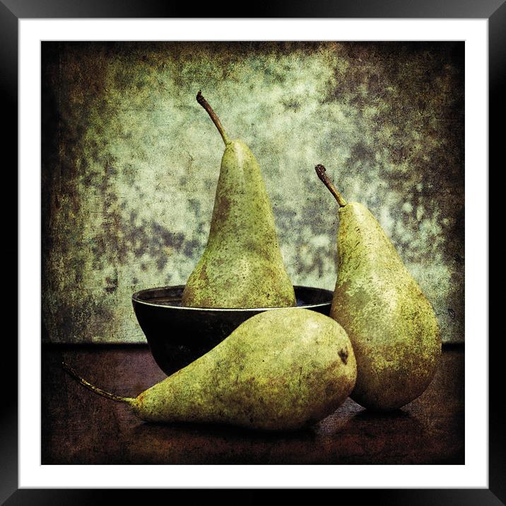 Pears and a bowl Framed Mounted Print by James Rowland
