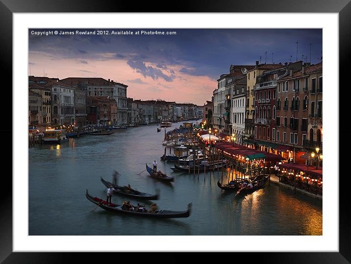 View from Rialto Bridge, Venice Framed Mounted Print by James Rowland