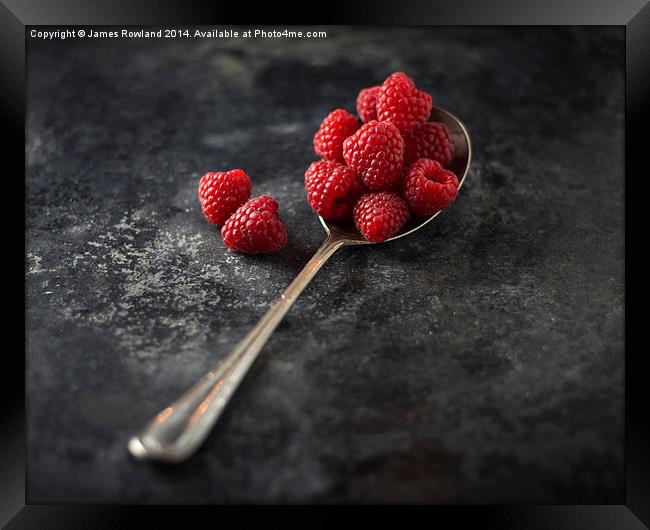 A Spoonful of Raspberries Framed Print by James Rowland