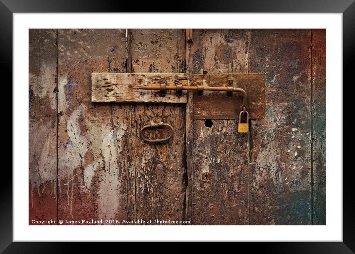 Old Bolt and Padlock Framed Mounted Print by James Rowland