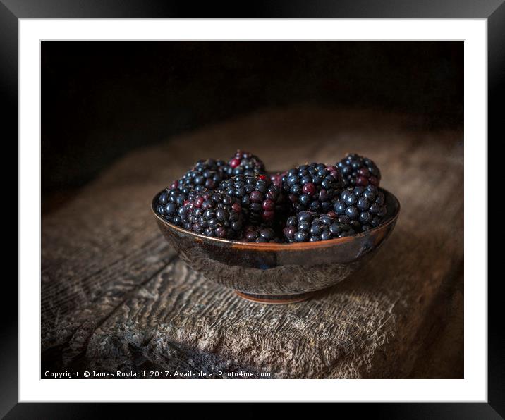 Blackberries in a Bowl Framed Mounted Print by James Rowland