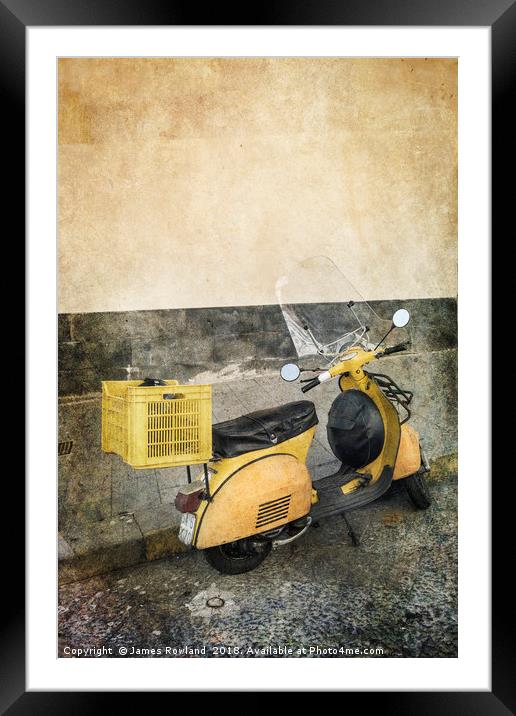 The Yellow Scooter Framed Mounted Print by James Rowland