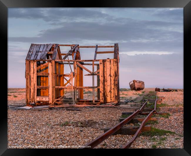 The Old Shed at Sunset Framed Print by James Rowland