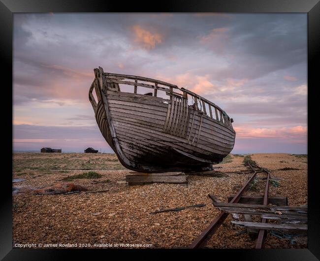 The Old Boat at Dungeness Framed Print by James Rowland