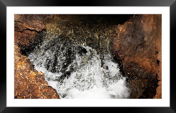 Miniwaterfall in cave Framed Mounted Print by Ingemar Grahn