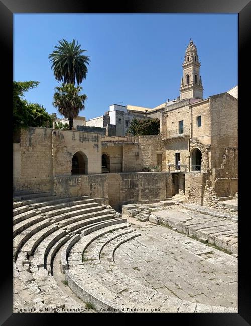 Lecce Roman theatre and baroque cathedral Framed Print by Nicolas Duperrier