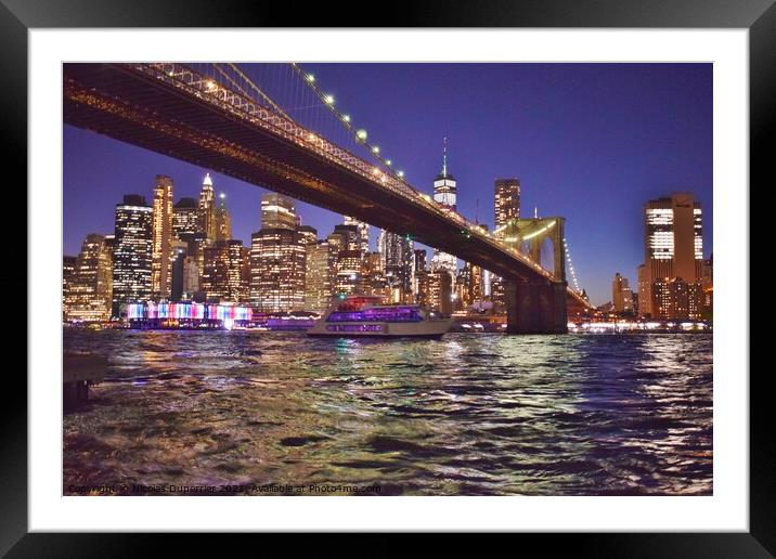 Lower Manhattan at night  Framed Mounted Print by Nicolas Duperrier