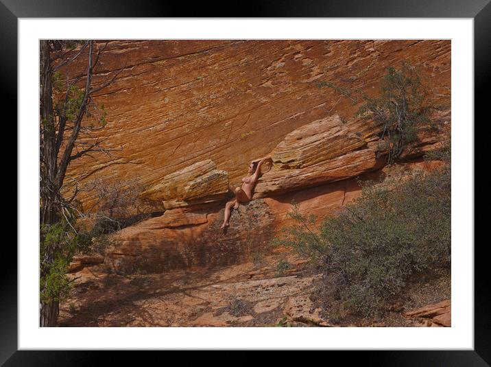 Nude in the Canyon Framed Mounted Print by Amy Rogers