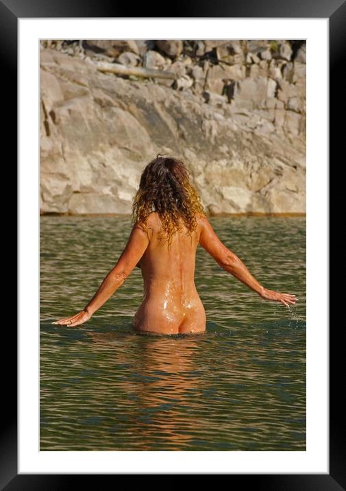 Skinny Dipping Framed Mounted Print by Amy Rogers