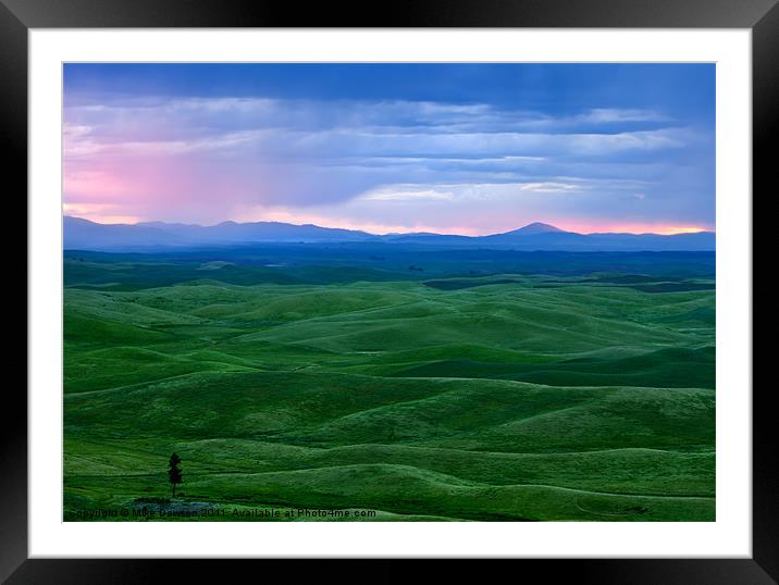 Red Dawn over the Palouse Framed Mounted Print by Mike Dawson