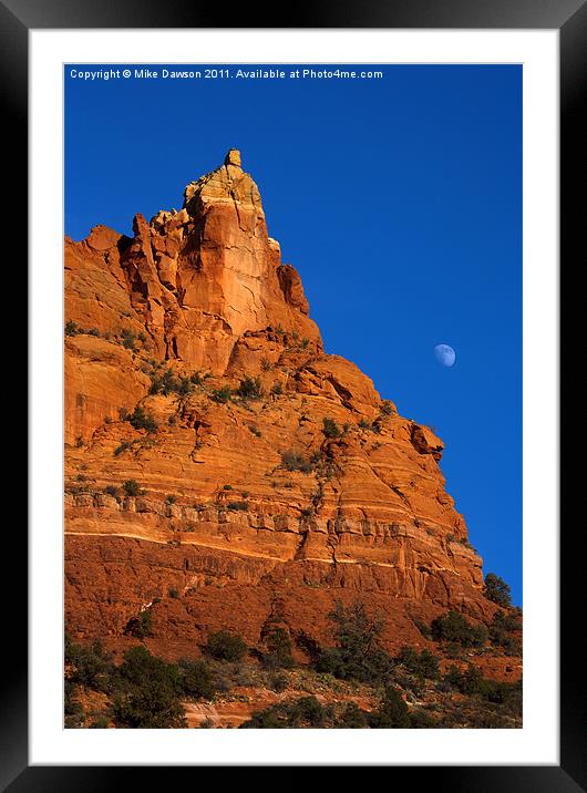 Moonrise over Red Rock Framed Mounted Print by Mike Dawson