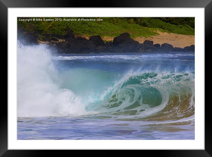 North shore Curl Framed Mounted Print by Mike Dawson