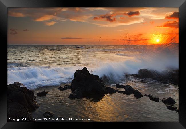 Kauai Sunset Explosion Framed Print by Mike Dawson