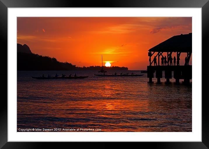 Hanalei Sunset Framed Mounted Print by Mike Dawson