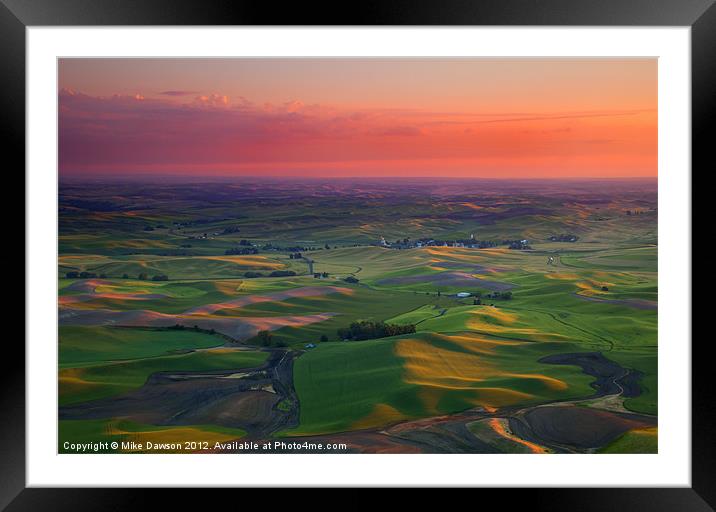 Red Skies over the Palouse Framed Mounted Print by Mike Dawson