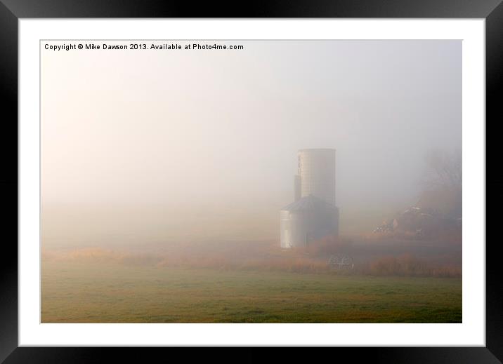 Silo in the Fog Framed Mounted Print by Mike Dawson