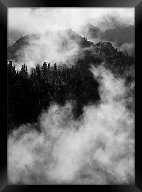 Emerging from the Fog Framed Print by Mike Dawson