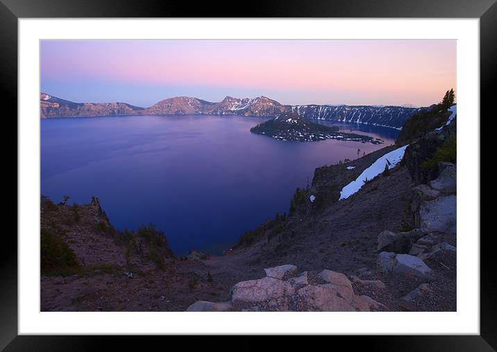 Crater Lake Sunset Framed Mounted Print by Mike Dawson