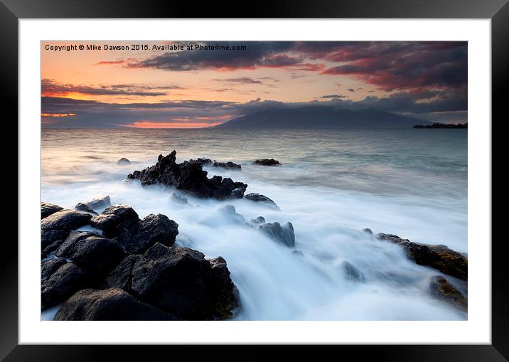 Red Sky over Lanai Framed Mounted Print by Mike Dawson