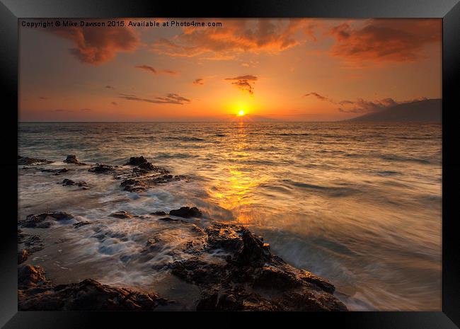 Red Sky in Paradise Framed Print by Mike Dawson