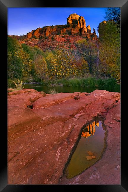 Red Rock Reflection Framed Print by Mike Dawson