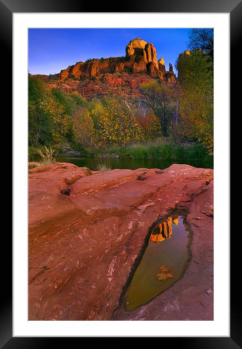 Red Rock Reflection Framed Mounted Print by Mike Dawson