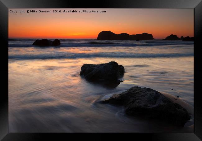 Face Rock Sunset Framed Print by Mike Dawson