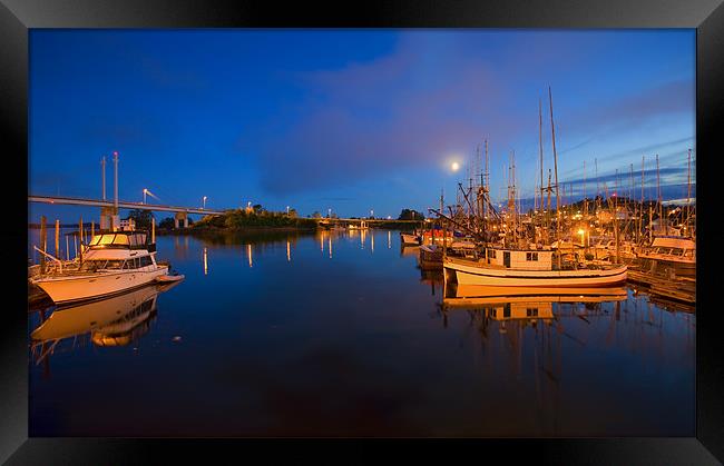 Moon over Sitka Marina Framed Print by Mike Dawson