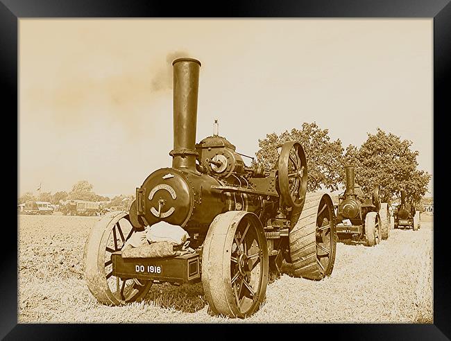 Traction Engine in Sepia Framed Print by Matt Curties