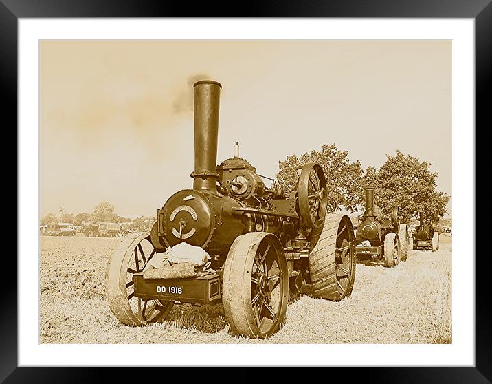 Traction Engine in Sepia Framed Mounted Print by Matt Curties