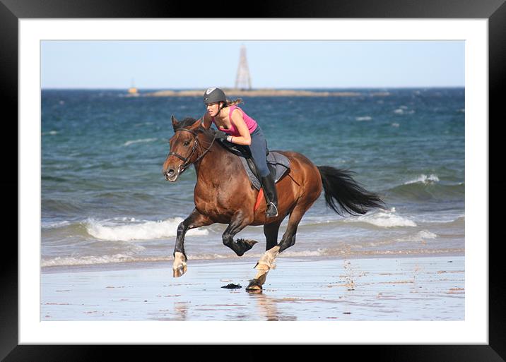 Lossiemouth Beach Ride Framed Mounted Print by Dave Wyllie